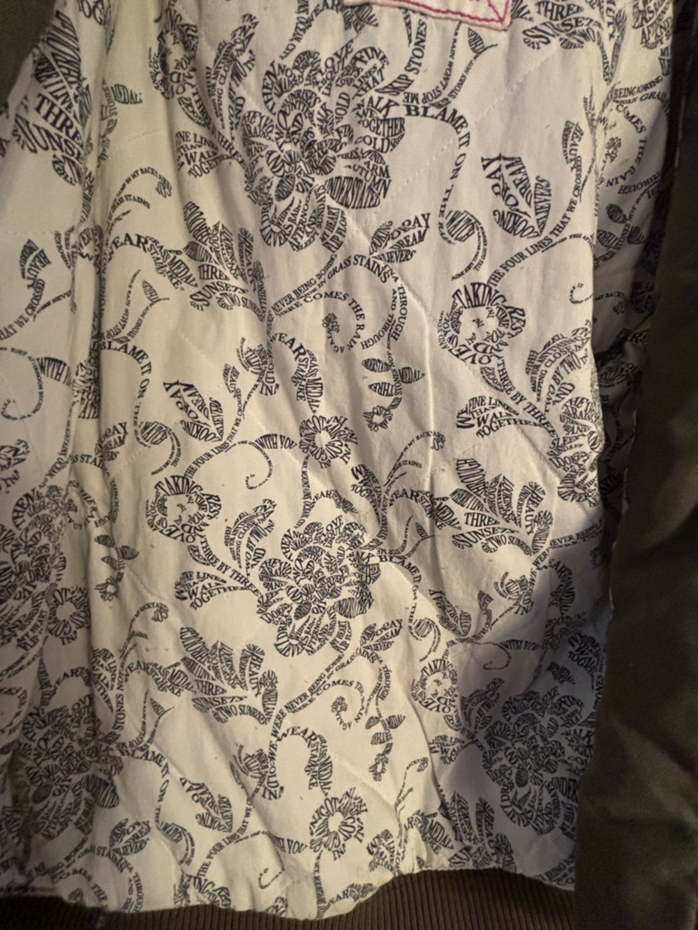 TNA Olive Green Bomber Jacket with Floral Lining - Picture 4 of 10